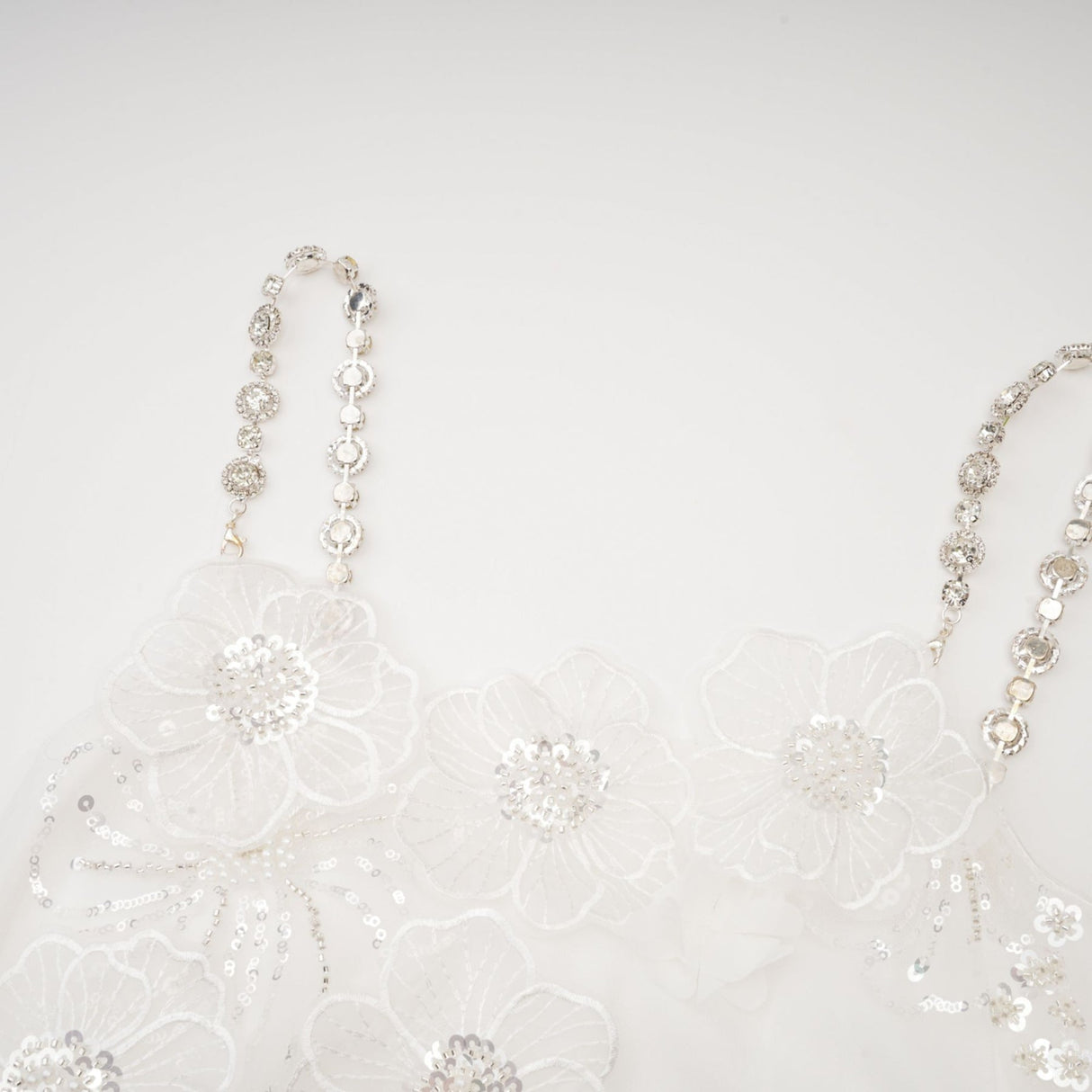 Lilah Mini Dress Crystal Floral Embellished White Square Neck