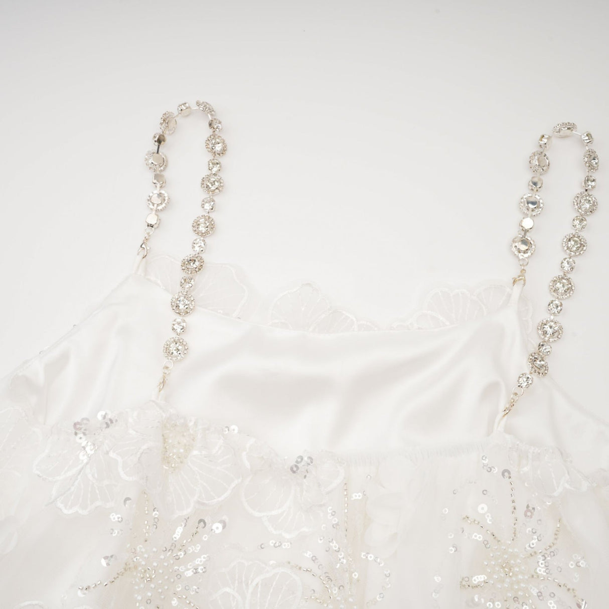 Lilah Mini Dress Crystal Floral Embellished White Square Neck