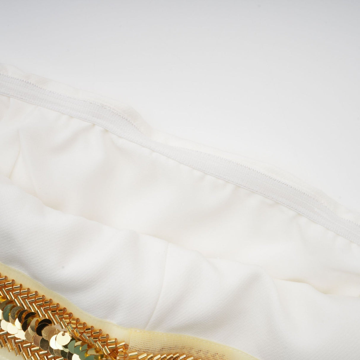 Lilah Sequin Mini Dress Off The Shoulder White Gold Mini Length