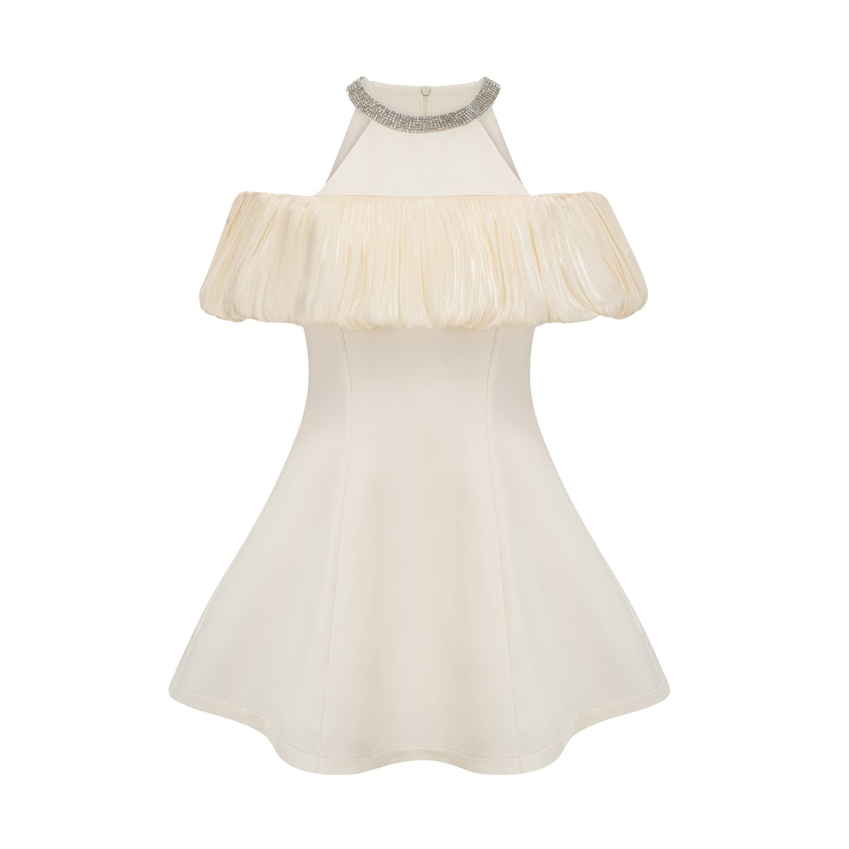 Lillian Mini Dress White Crystal Flare