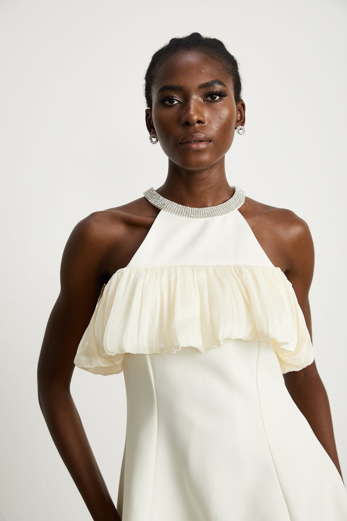 Lillian Mini Dress White Crystal Flare