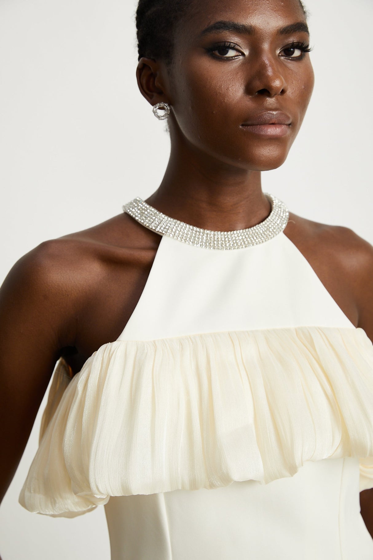 Lillian Mini Dress White Crystal Flare