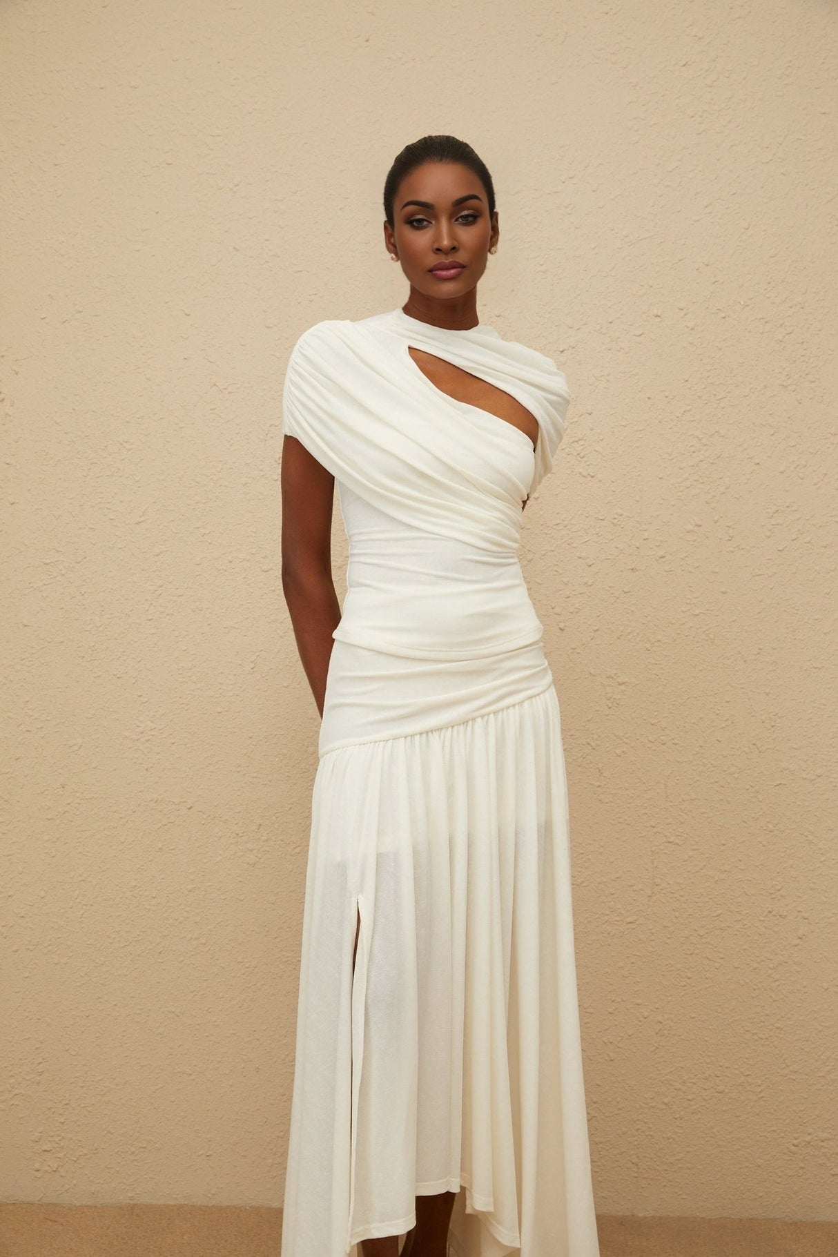 Lillian Top & Skirt - Stretch Design - Ruched Detailing - Asymmetrical Design - Fitted Silhouette - Rear Zip Fastening