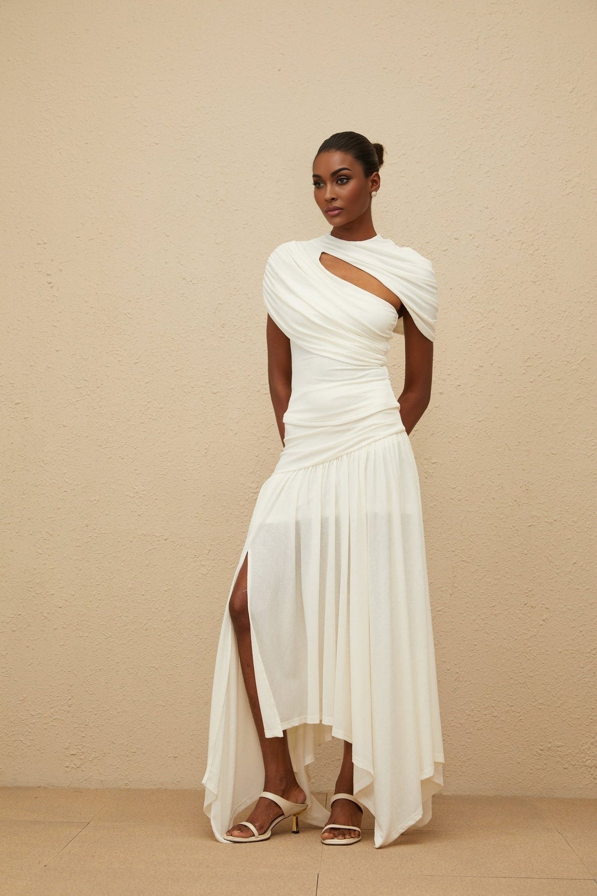 Lillian Top & Skirt - Stretch Design - Ruched Detailing - Asymmetrical Design - Fitted Silhouette - Rear Zip Fastening