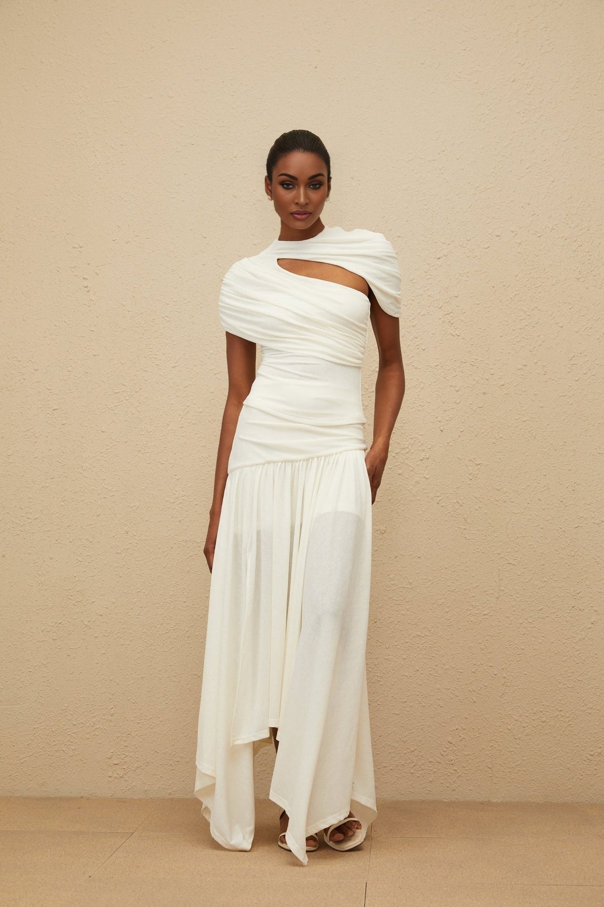 Lillian Top & Skirt - Stretch Design - Ruched Detailing - Asymmetrical Design - Fitted Silhouette - Rear Zip Fastening