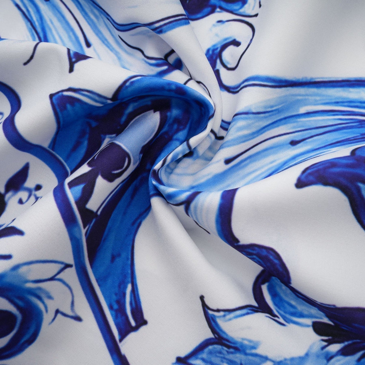 Lily Skirt & Top Set Blue & White Graphic Printed with Gold Accents