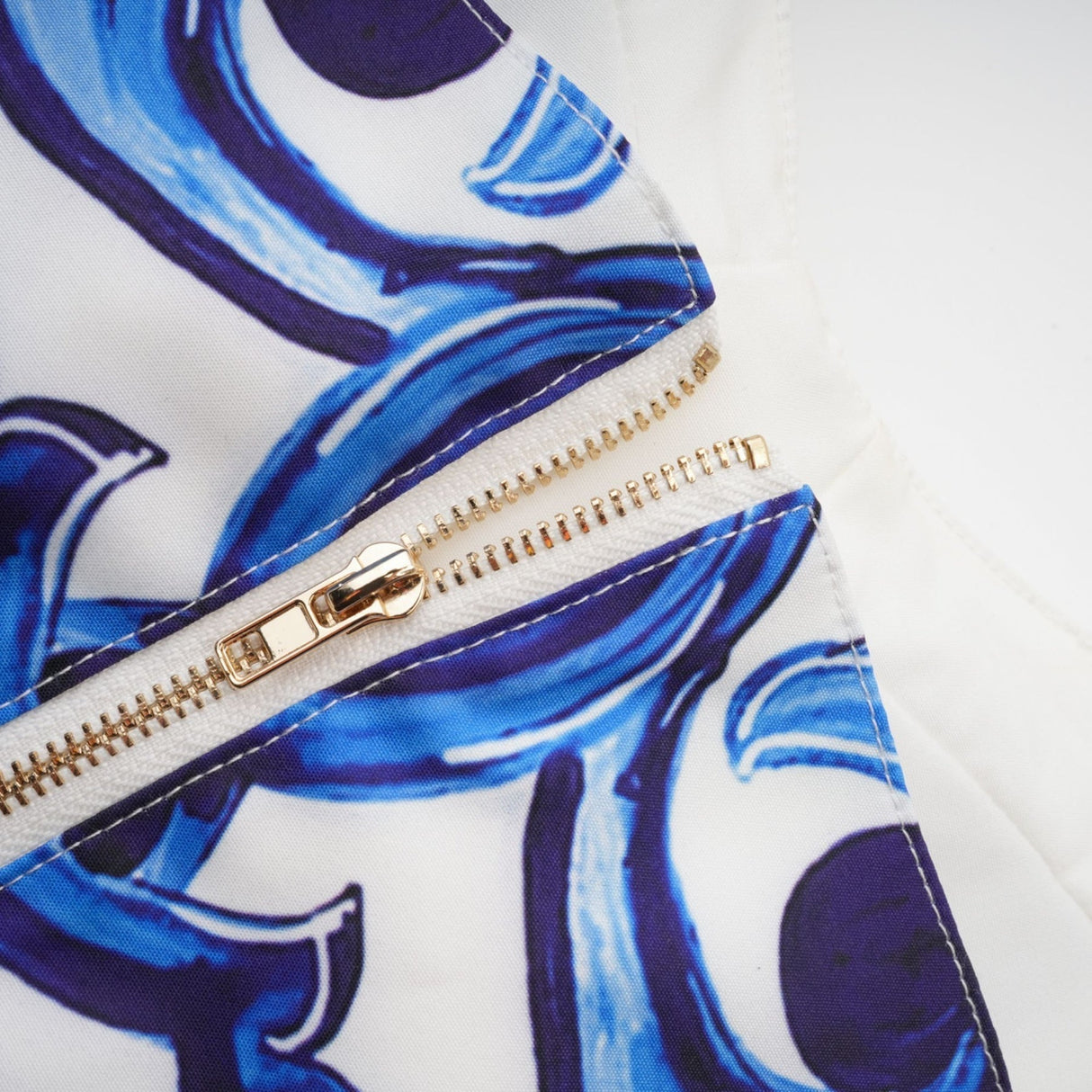 Lily Skirt & Top Set Blue & White Graphic Printed with Gold Accents