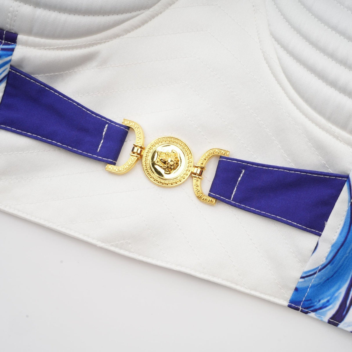 Lily Skirt & Top Set Blue & White Graphic Printed with Gold Accents