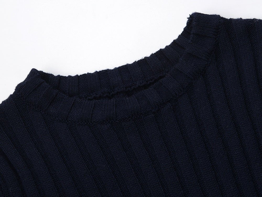 Lina Fitted Top and Flared Skirt Set - Ribbed Texture - Striped Sleeves - Skirt Sections