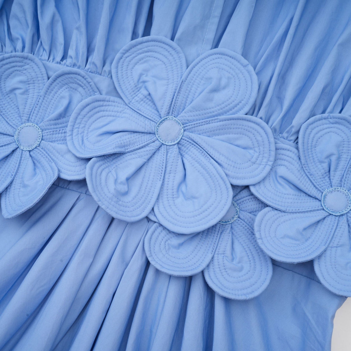 Lina Vibrant Blue Maxi Dress with Petal Details and Ribbon Accent