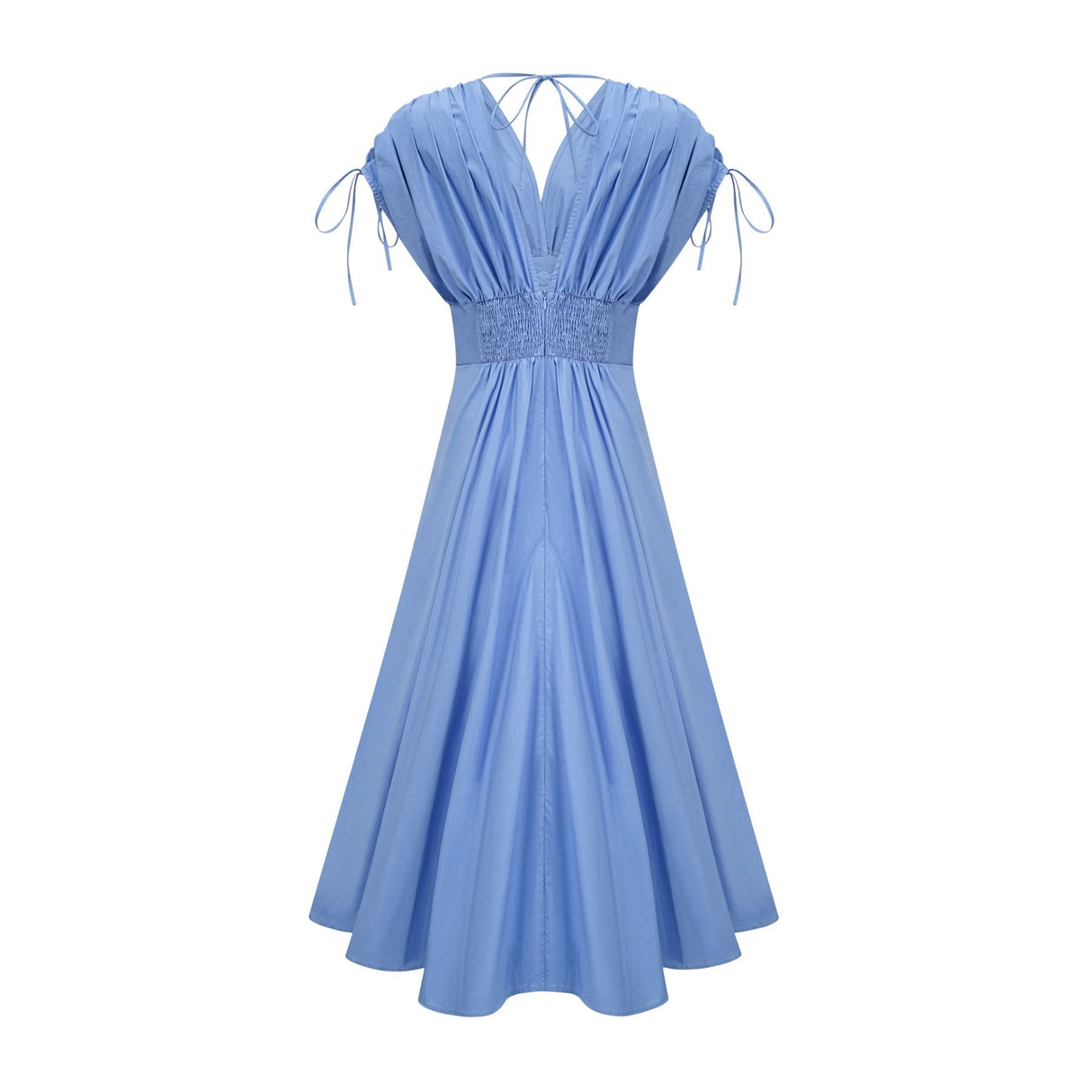 Lina Vibrant Blue Maxi Dress with Petal Details and Ribbon Accent