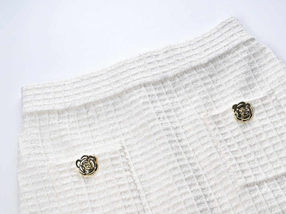 Livia Blazer & Skirt Set - Tailored Fit - Double - Breasted Design - Accents - Patch Pockets - Timeless Elegance