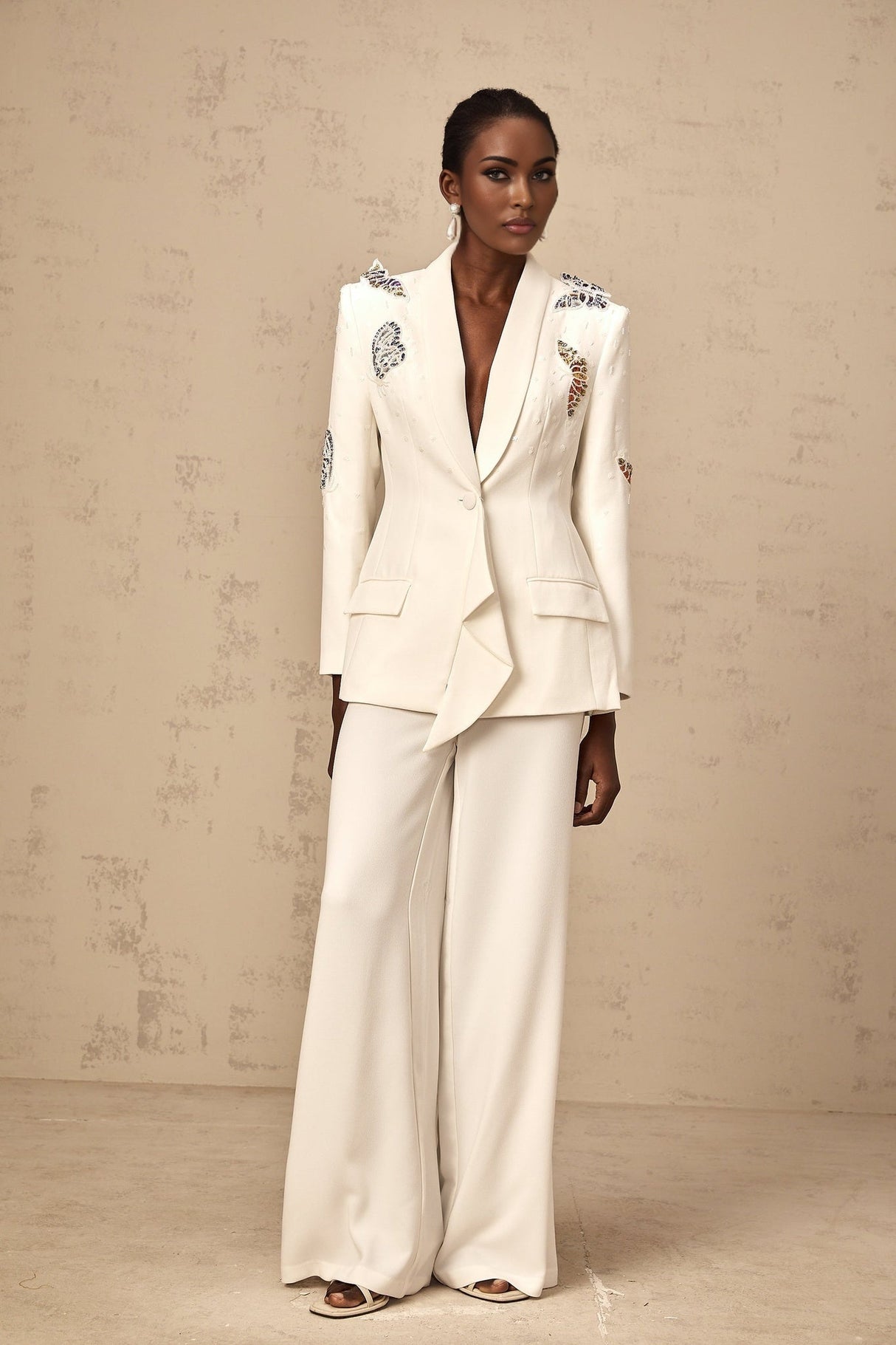 Livia Blazer & Trousers Livia Butterfly Applique White Matching