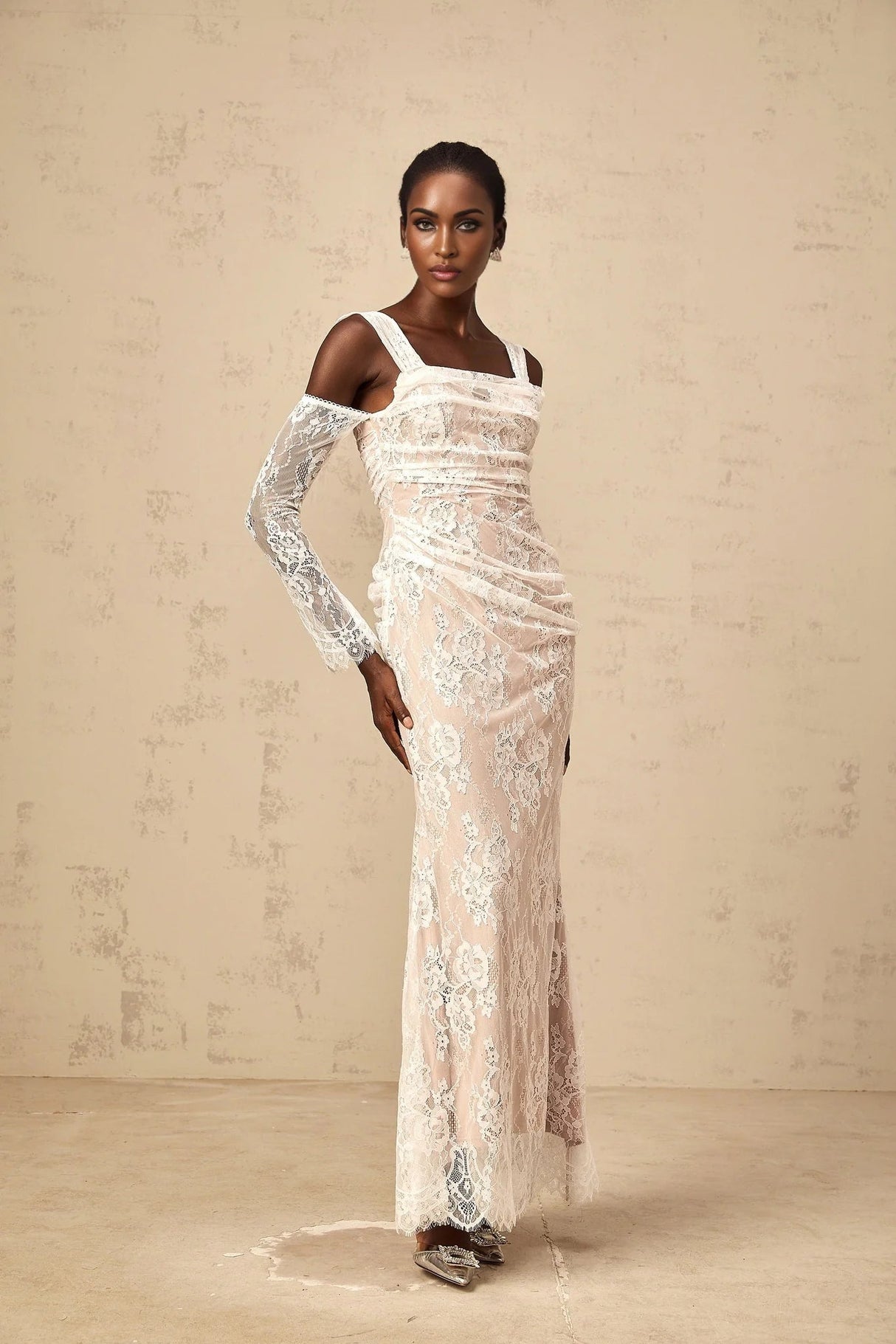 Livia Maxi Dress White Floral - Lace Corset