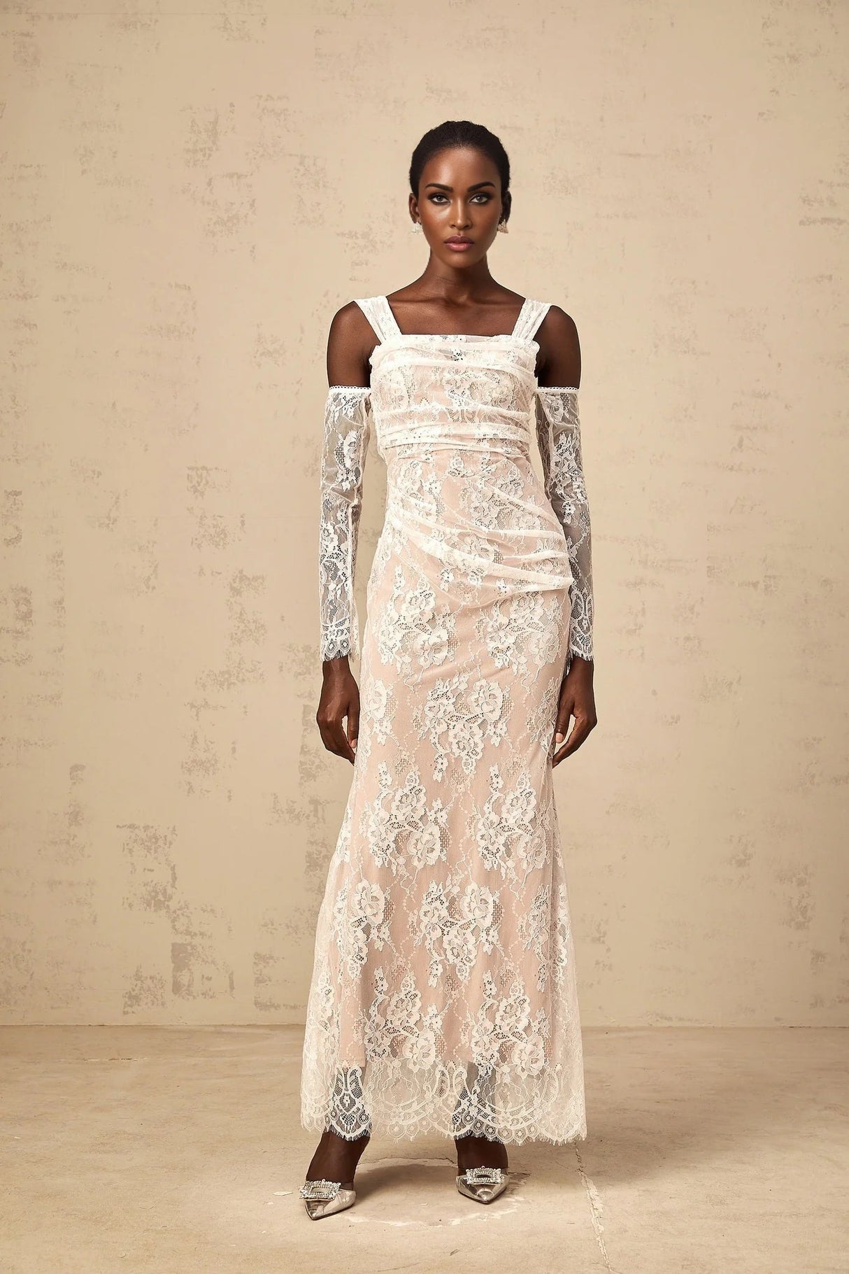 Livia Maxi Dress White Floral - Lace Corset