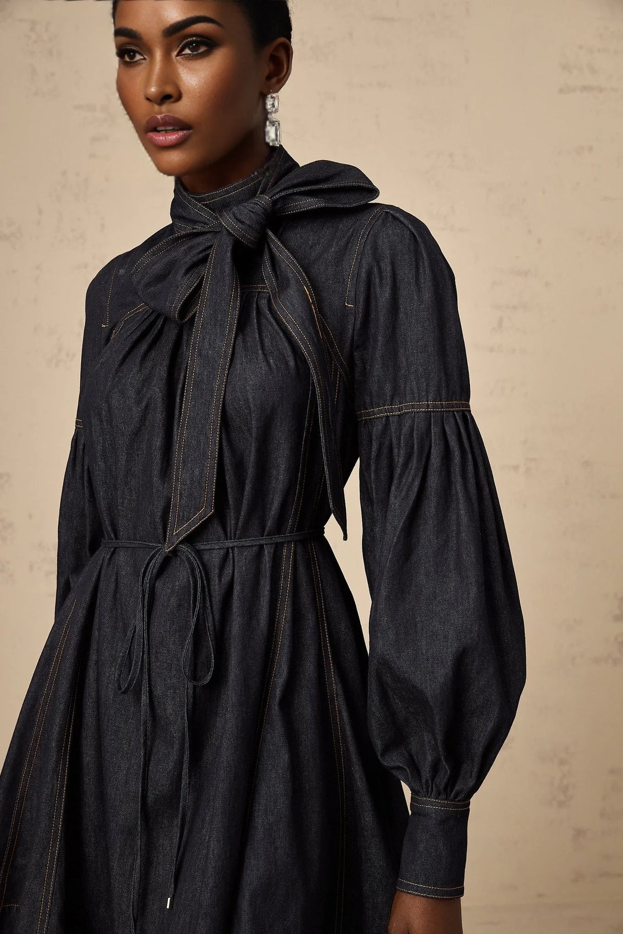 Lodovica Mini Dress Dark - Blue Contrast - Stitch Denim