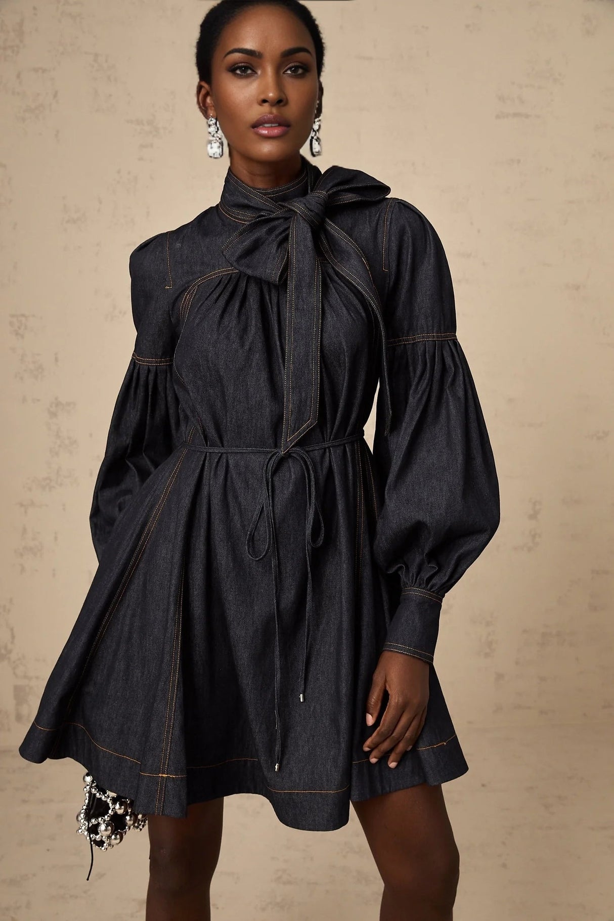 Lodovica Mini Dress Dark - Blue Contrast - Stitch Denim