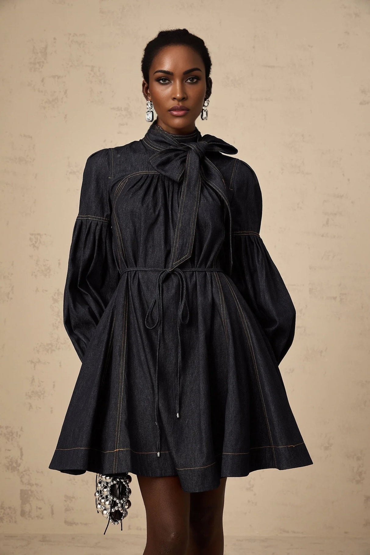 Lodovica Mini Dress Dark - Blue Contrast - Stitch Denim