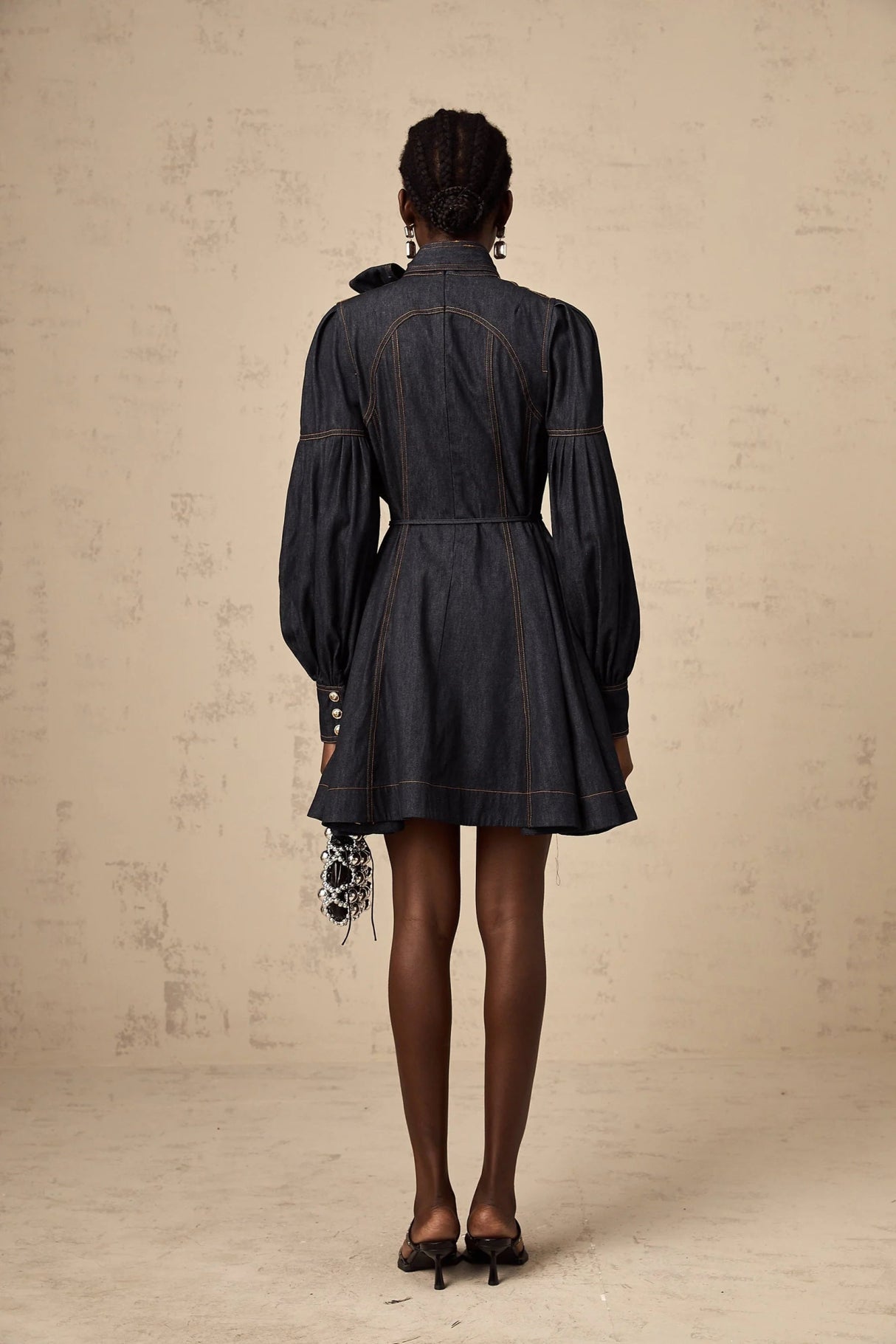 Lodovica Mini Dress Dark - Blue Contrast - Stitch Denim