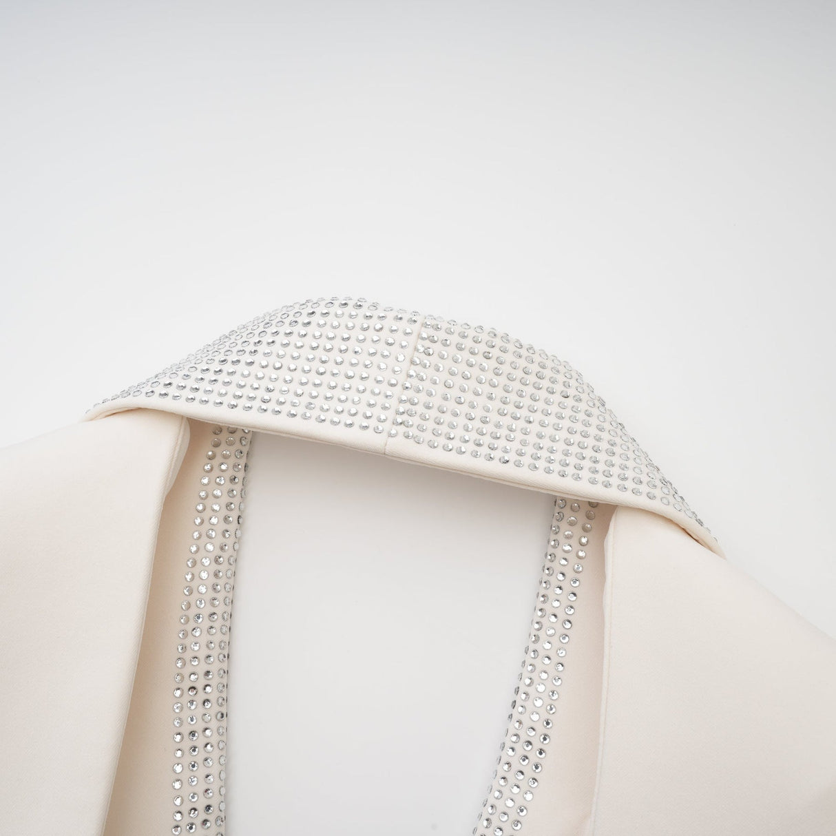 Lola Coat White Crystal Embellished VNeck Thigh Length