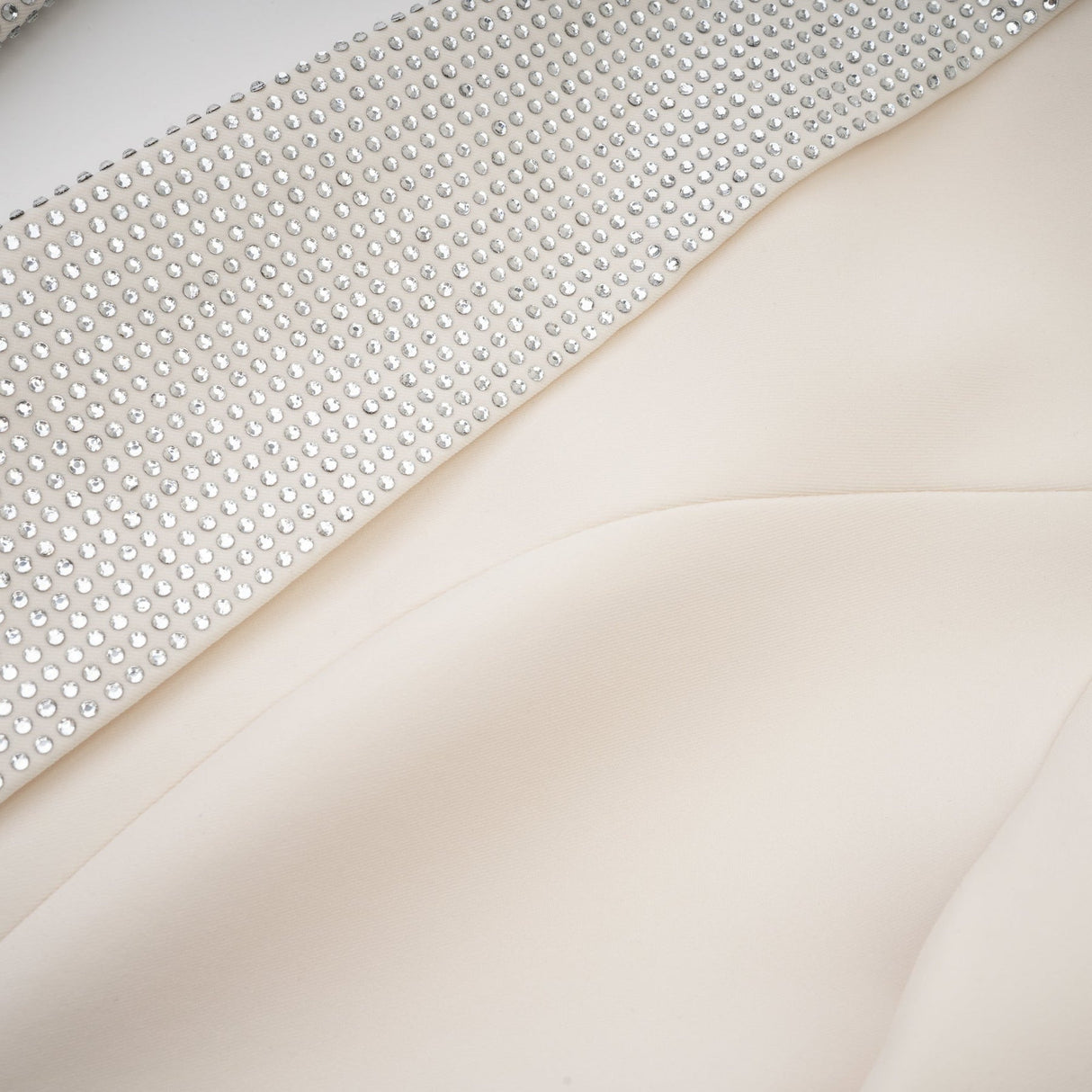 Lola Coat White Crystal Embellished VNeck Thigh Length