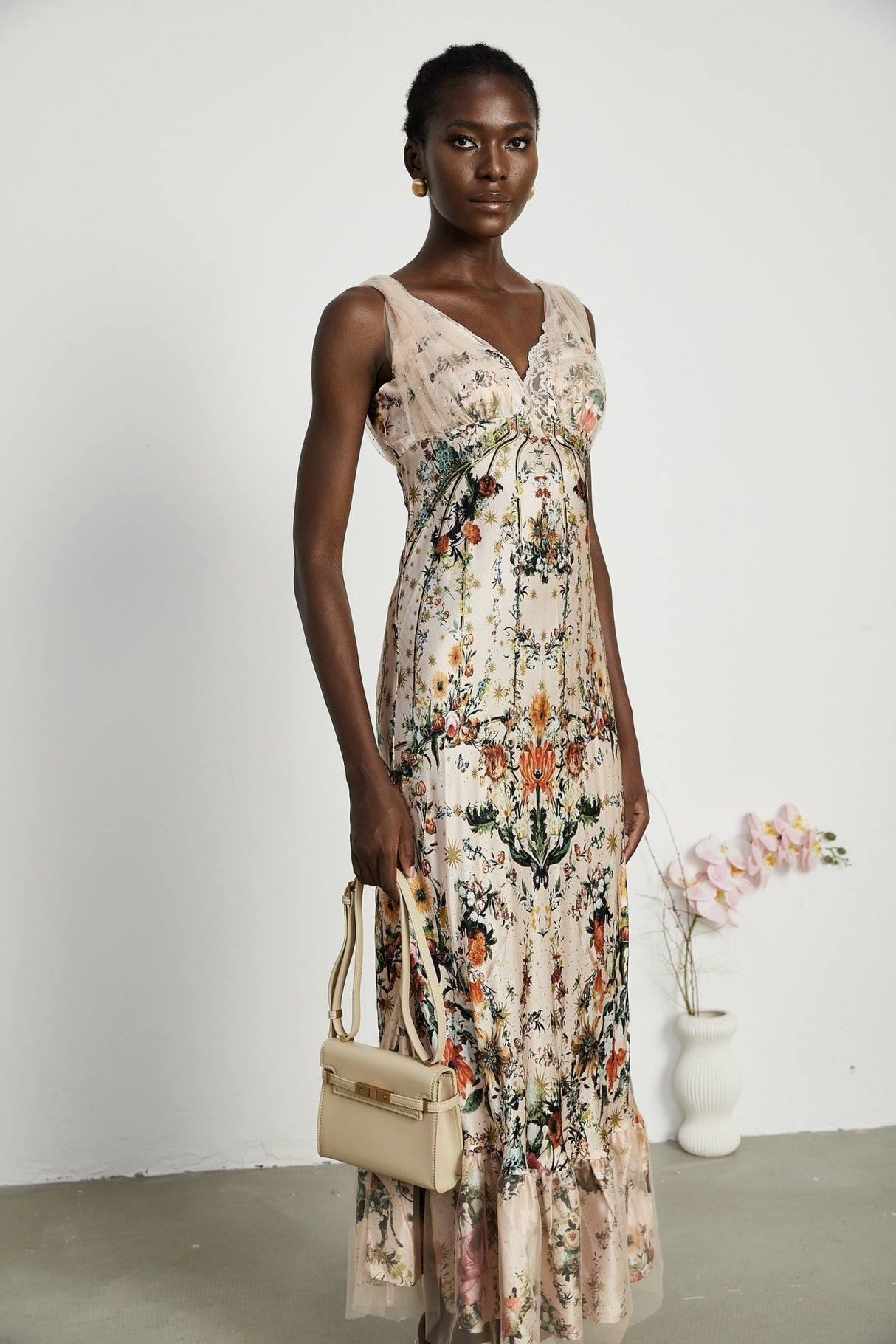 Lola Floral Maxi Dress with Crystal Embellishment