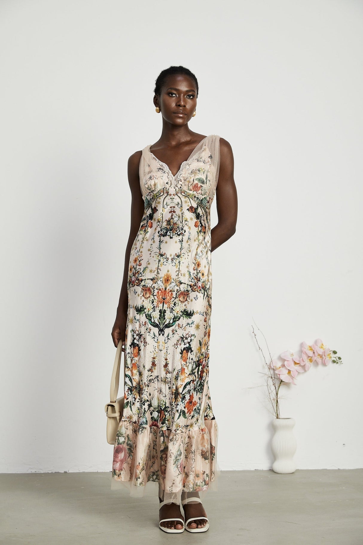 Lola Floral Maxi Dress with Crystal Embellishment