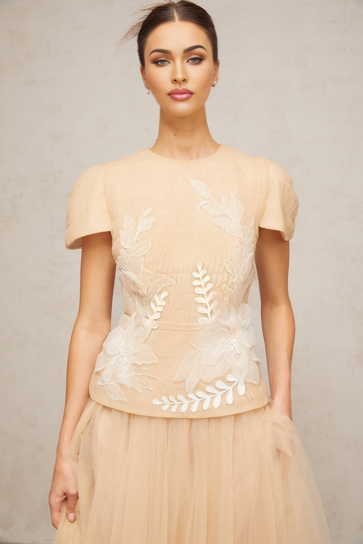 London Floral Appliqué Midi Dress