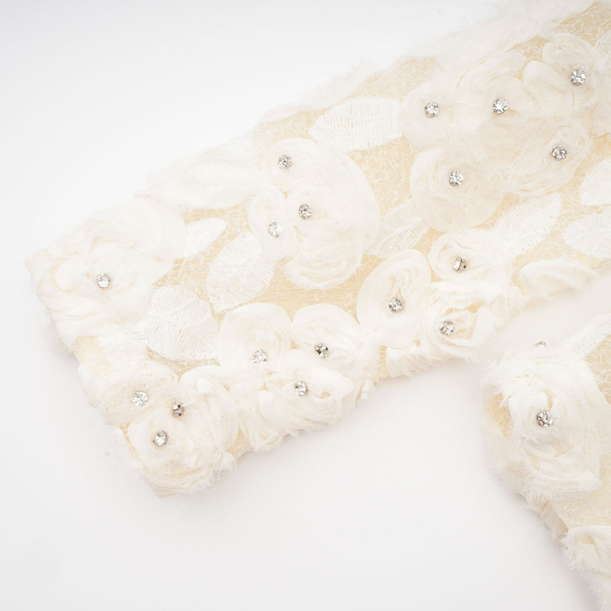 London Jacket White Floral Mesh Crystal & Buttons