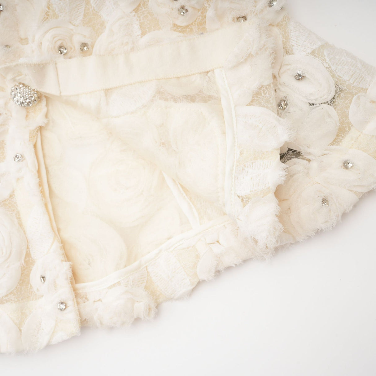 London Jacket White Floral Mesh Crystal & Buttons