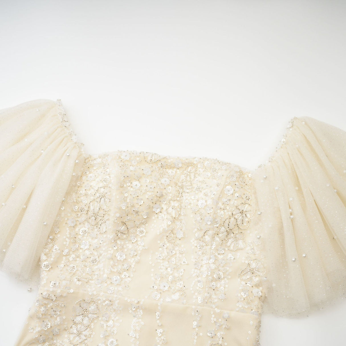 London Sequin Mini Dress with Mesh & Faux Pearl Embellishment