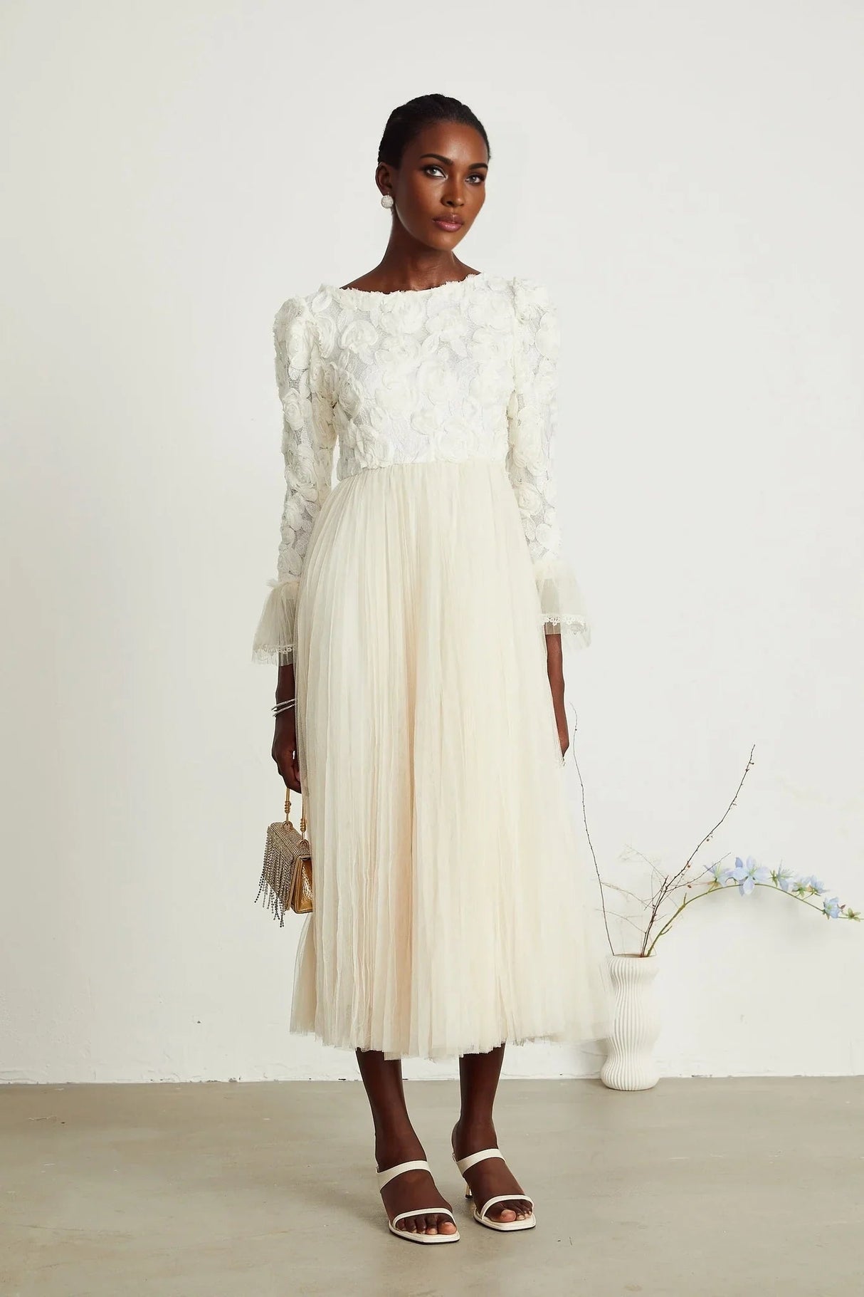 Lorelai Floral Appliqué Midi Dress