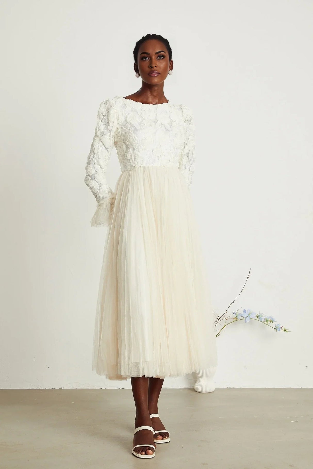 Lorelai Floral Appliqué Midi Dress