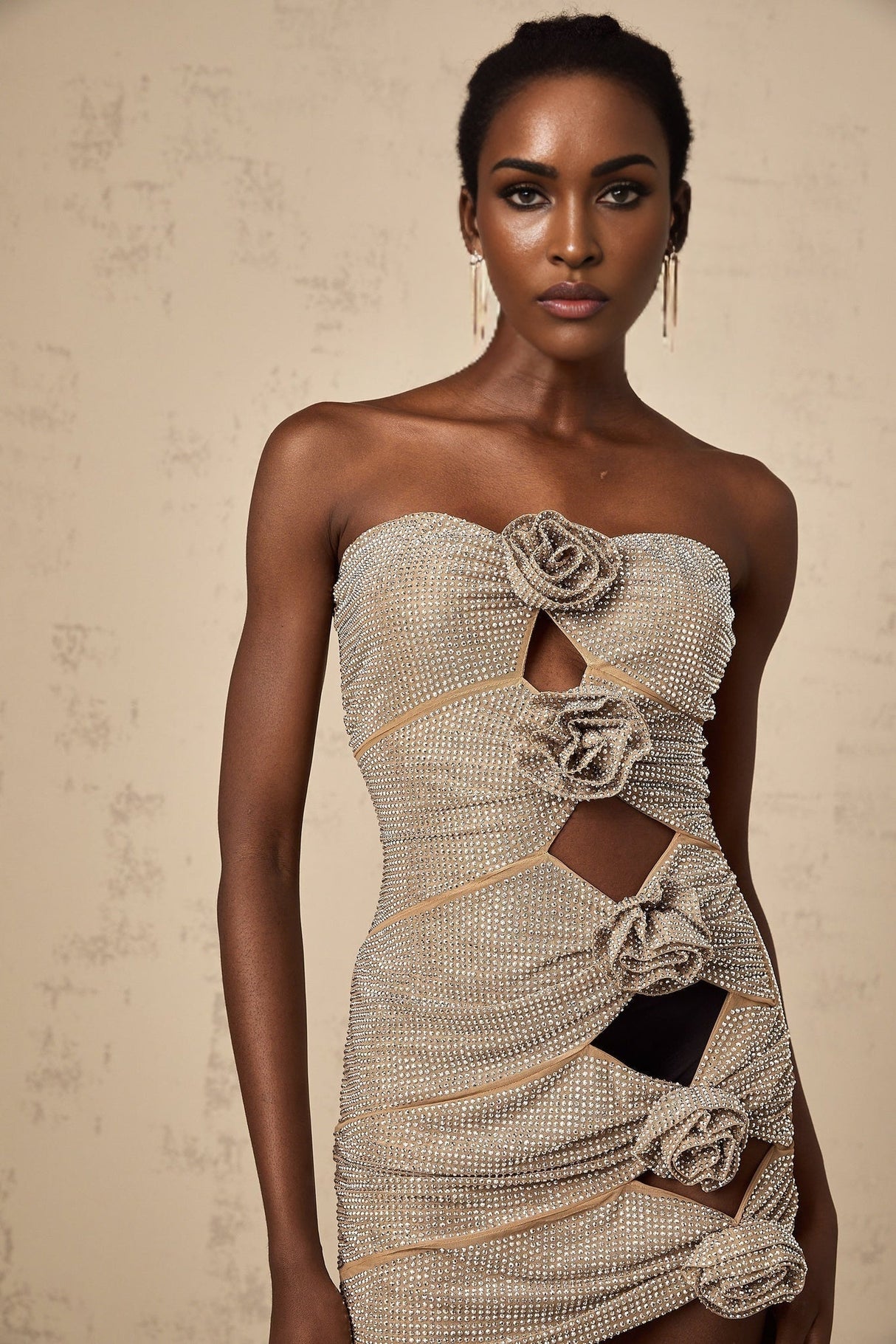 Lorelai Mini Dress Lorelai Strapless Rhinestone Flower Cut Out