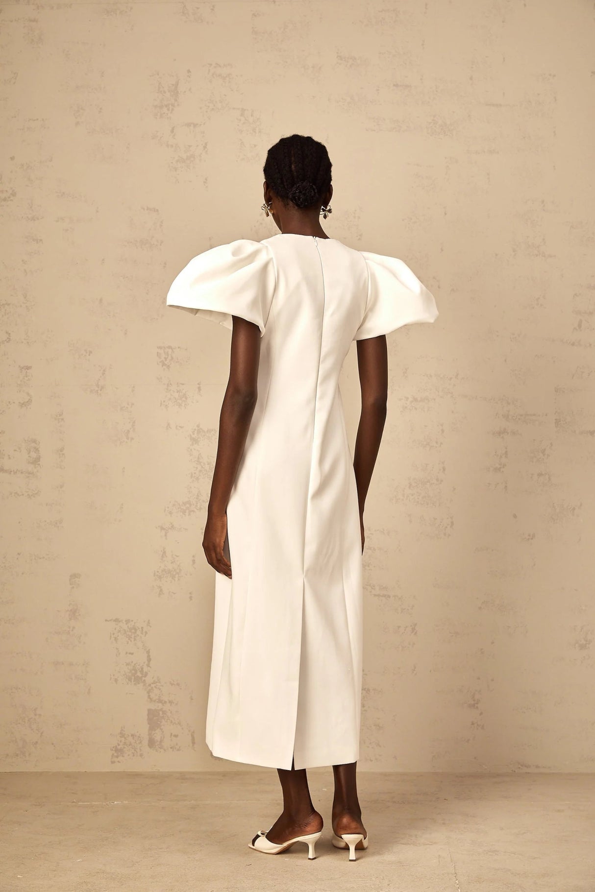 Lorelei Midi Dress White Sequin Floral Embroidered