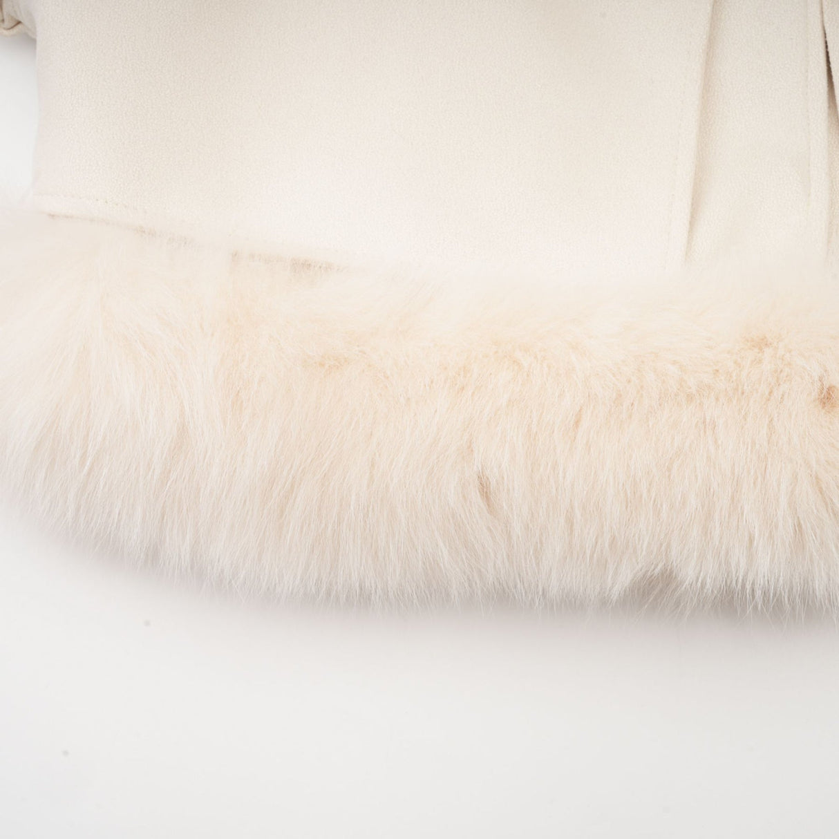 Lorenzina Coat Off White Suede Fox Fur Padded