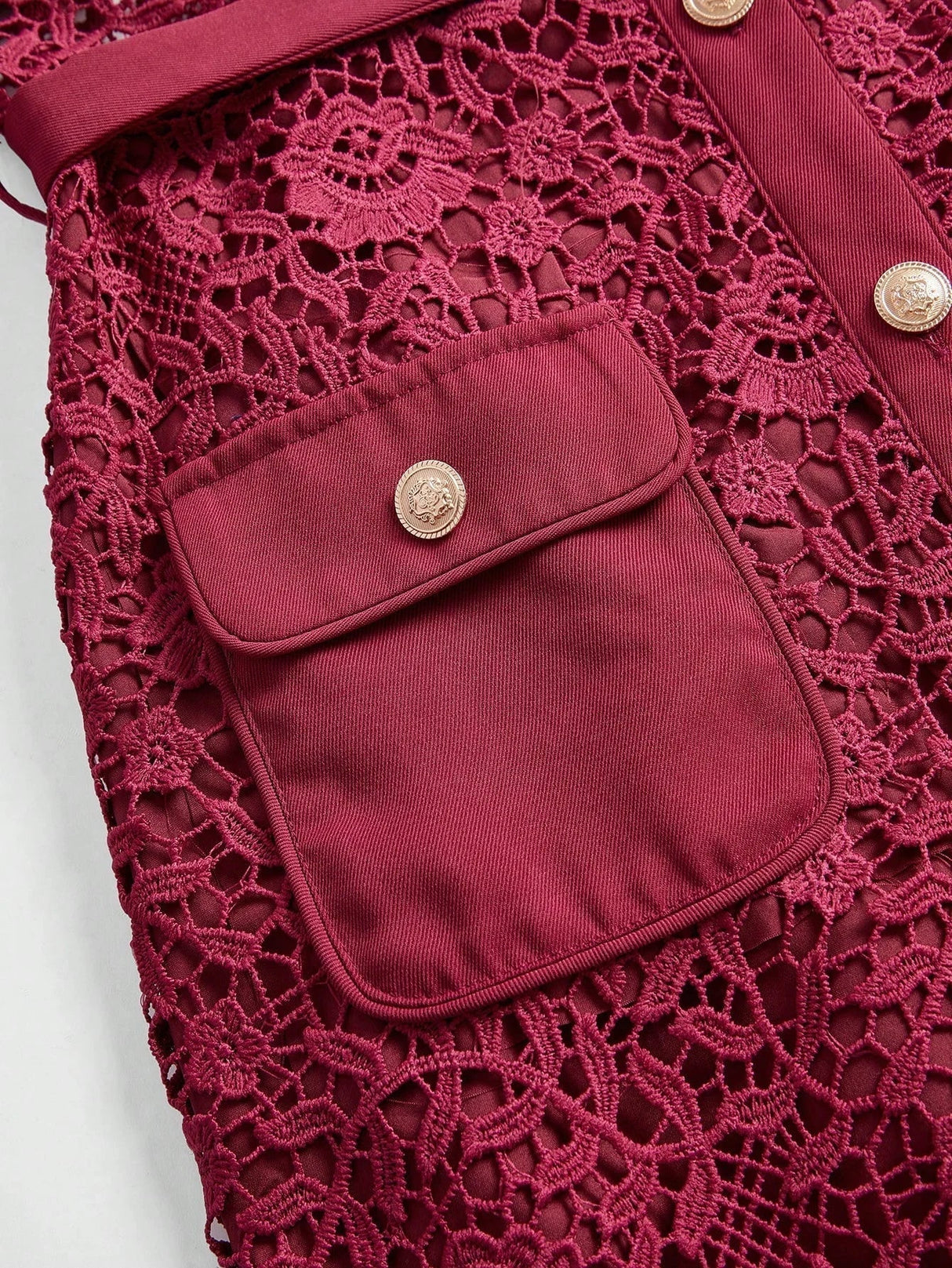 Lorenzina Midi Dress - Elegant Style - High Waist - Button Details - Color - Lace Material
