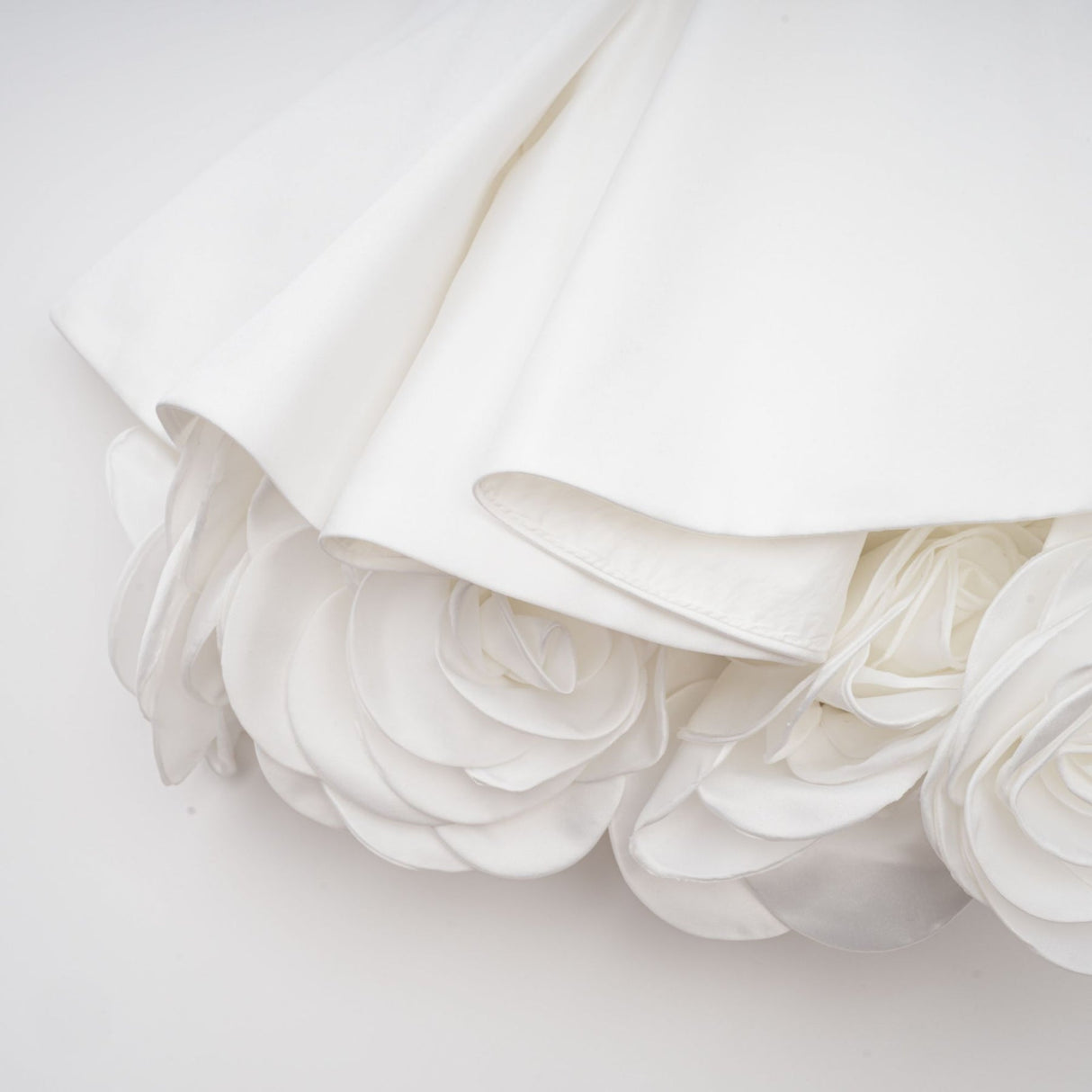 Lucie White Strapless Mini Dress With 3D Floral Hem