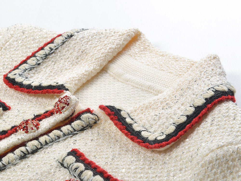 Lucienne Tweed Jacket – Embroidered Trim – Decorative Buttons – Tailored Fit