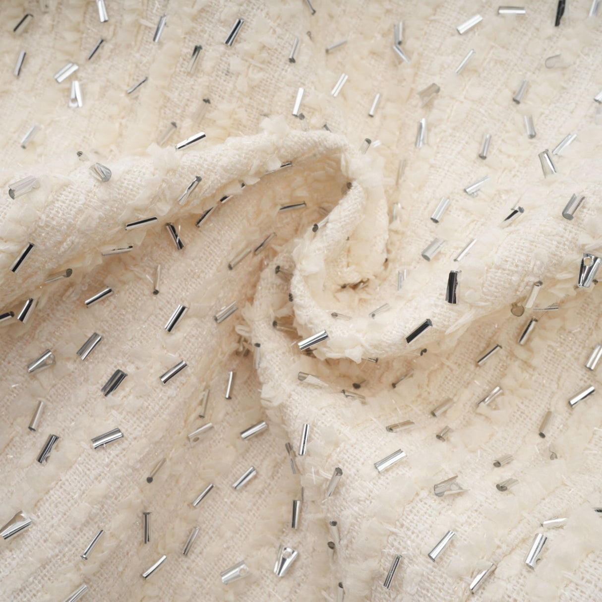 Lucille Jacket White Beaded Ruffle Cropped & Embellished