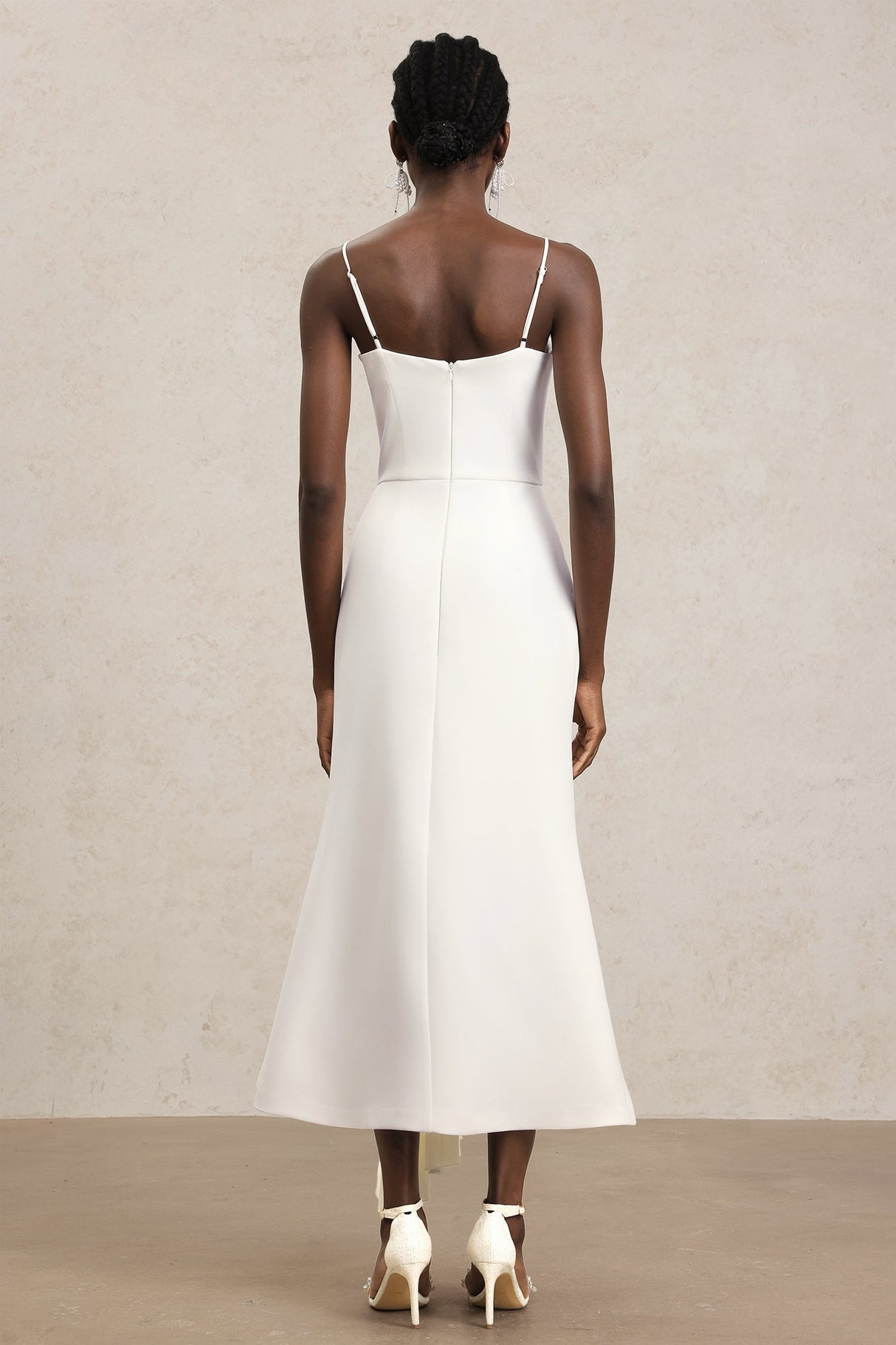 Ludovica White Maxi Dress Halter Neckline Pleats Cascading Luxury Fabric Elegant Versatile