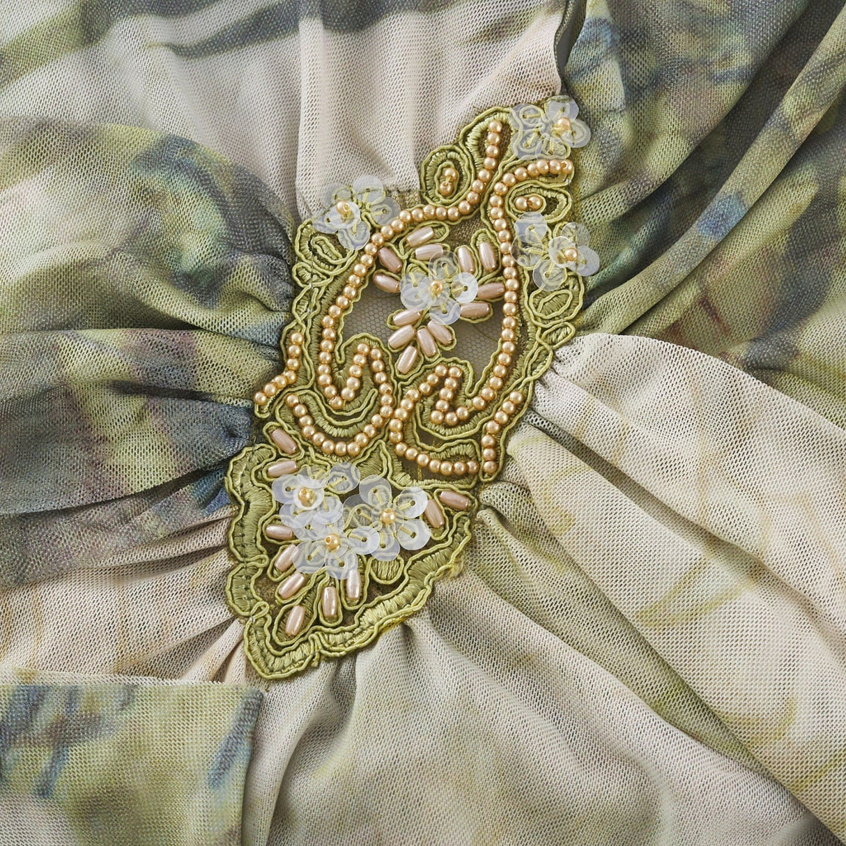 Luisa Midi Dress Green Ombre Halterneck Open Back Ruffled Trim