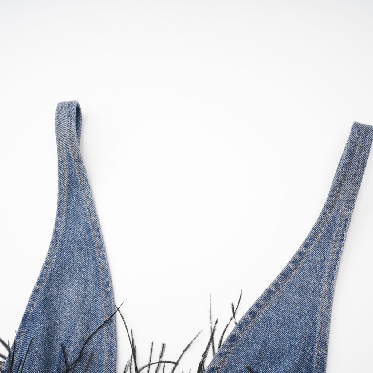 Luna Feather - Trimmed Cropped Top and Denim Skirt Set