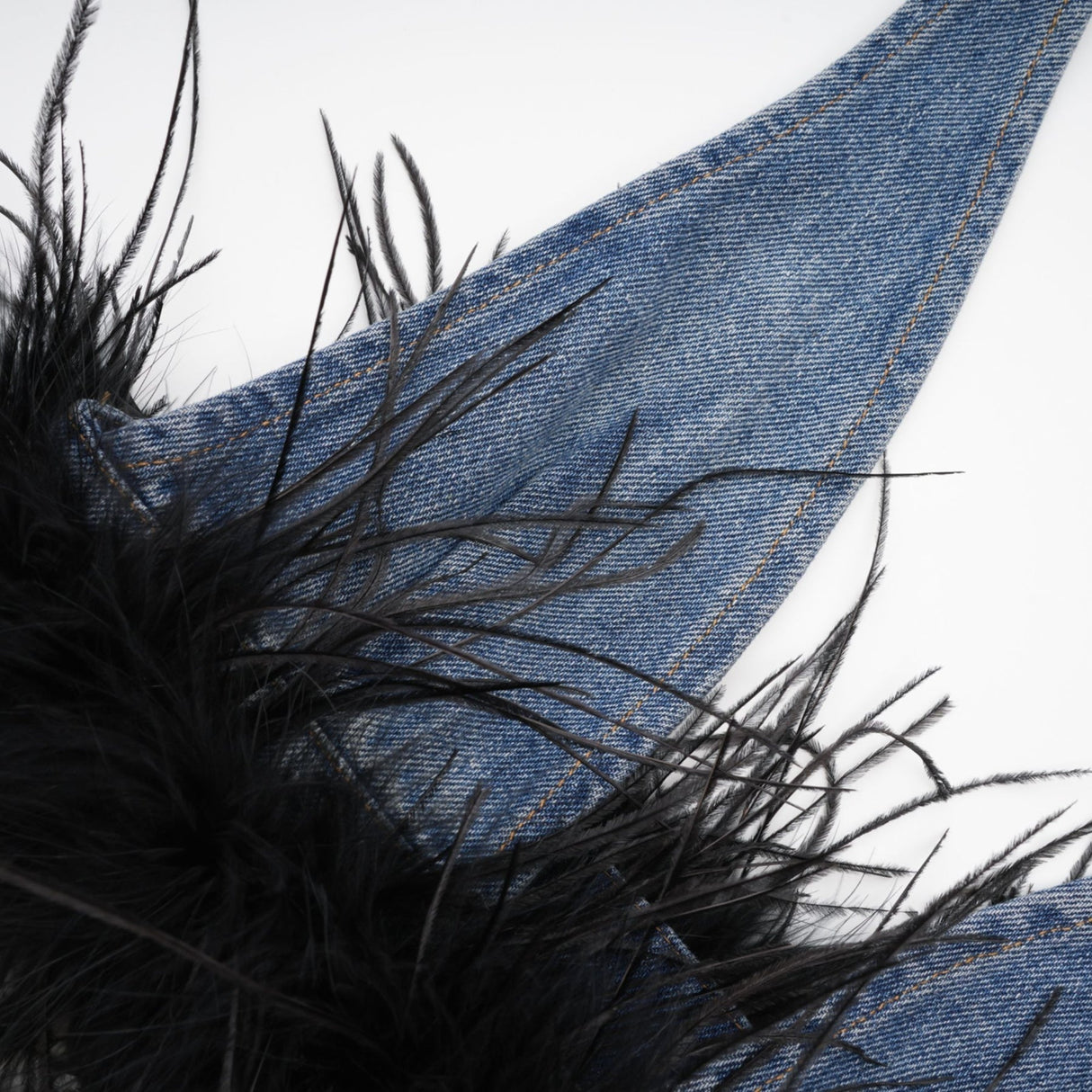 Luna Feather - Trimmed Cropped Top and Denim Skirt Set