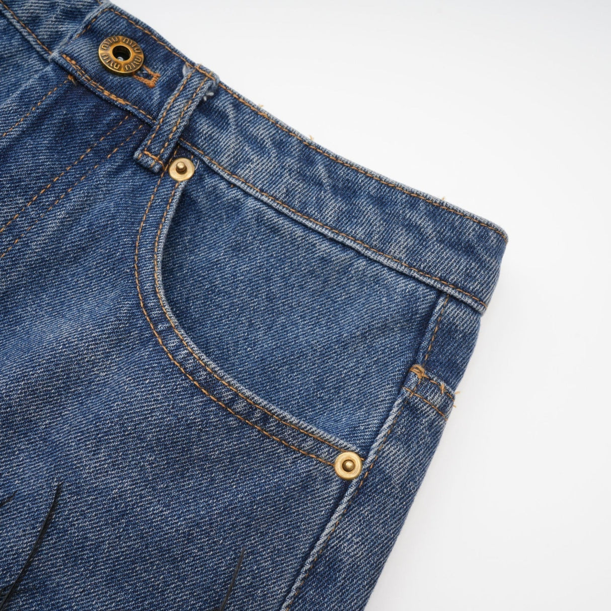 Luna Feather - Trimmed Cropped Top and Denim Skirt Set