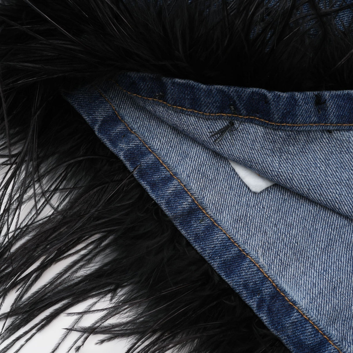 Luna Feather - Trimmed Cropped Top and Denim Skirt Set