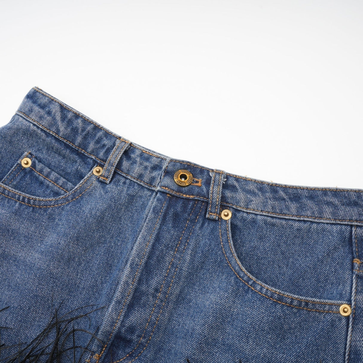 Luna Feather - Trimmed Cropped Top and Denim Skirt Set