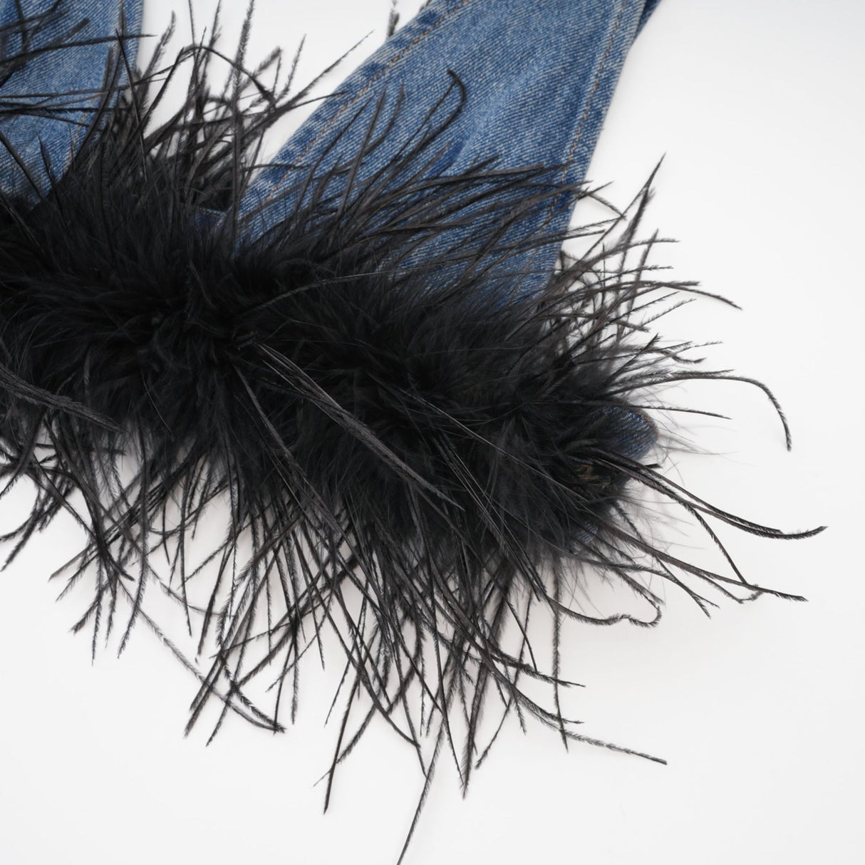 Luna Feather - Trimmed Cropped Top and Denim Skirt Set