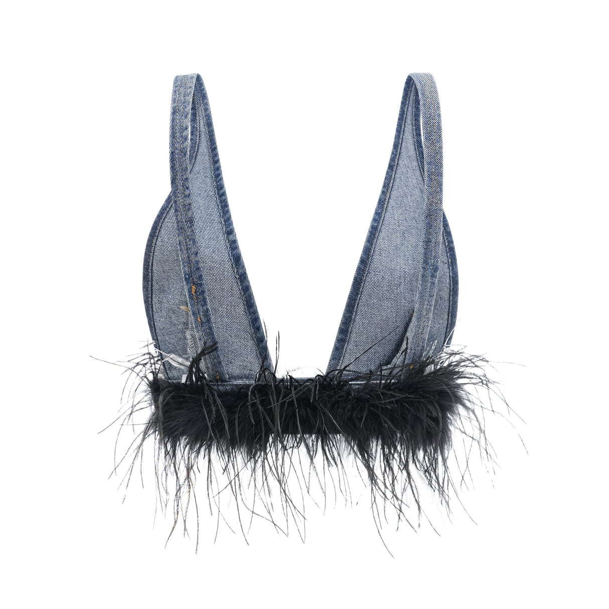Luna Feather - Trimmed Cropped Top and Denim Skirt Set