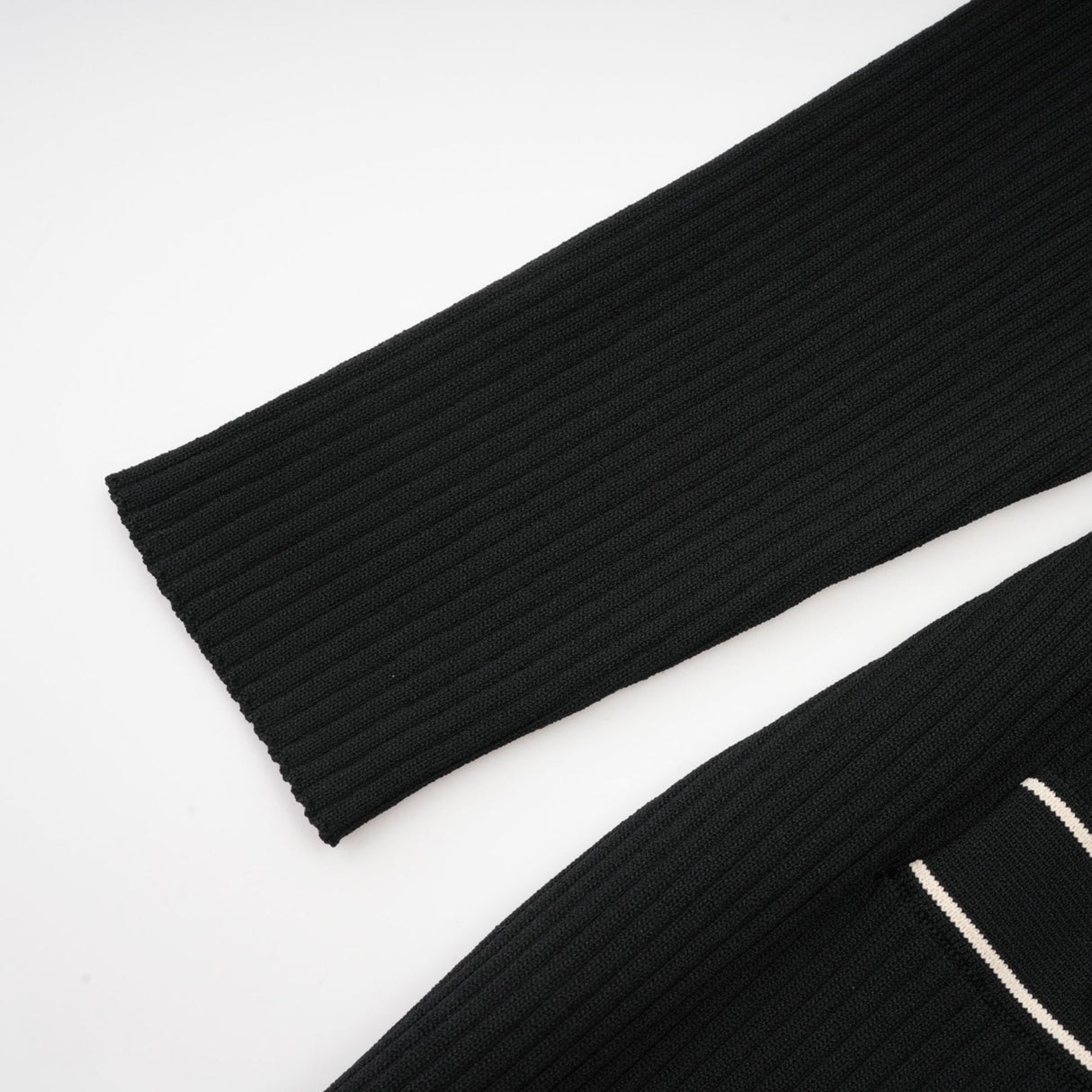 Mabel Midi Dress Black Knit Ruffled Neck Pockets ALine